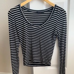 Brandy Melville Black and White Striped Top